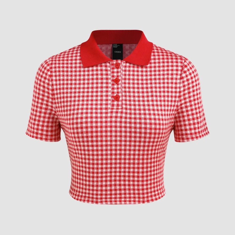 Brand New‼️ Never Worn‼️ 
Cider Red Gingham Button Crop Top & Skirt Set